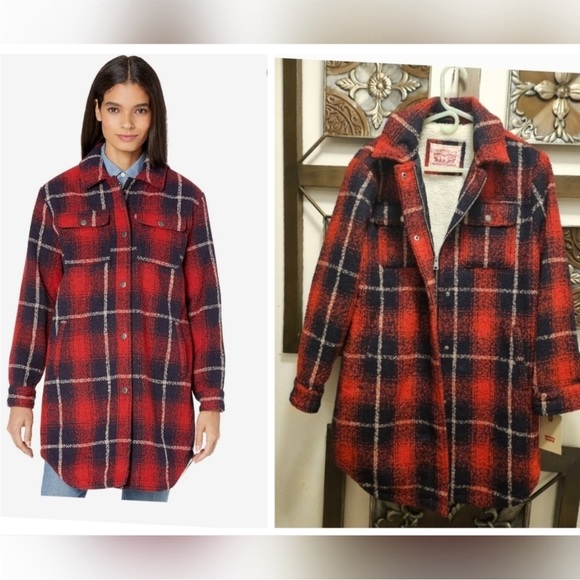 Levi's Jackets & Blazers - Levi's Women's Red and Blue Checkered Utility Jacket